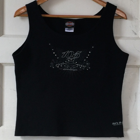 😊 Harley Davidson Sleeveless Blk Crop Top - Picture 3 of 6